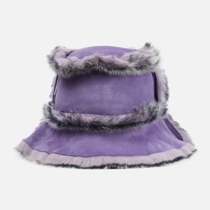 Acne Studios Purple Shearling Bucket Hat